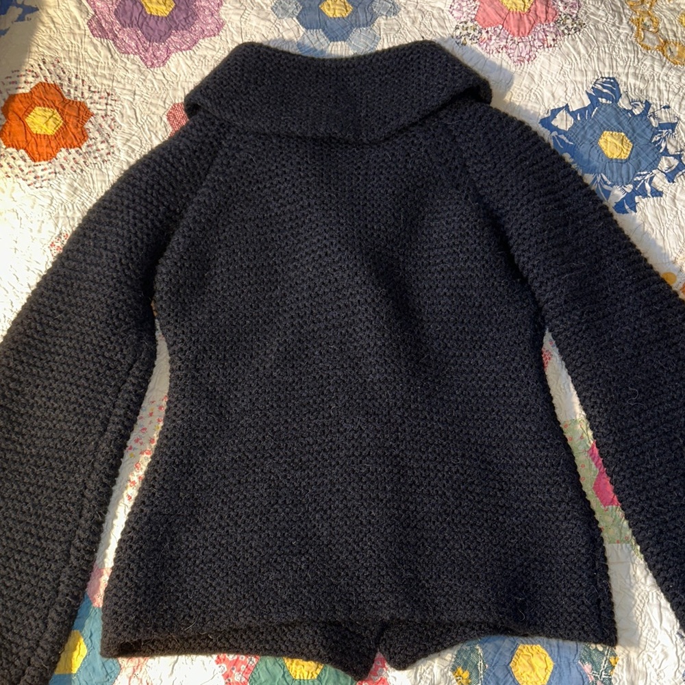 Roberto Collina Alpaca Wool Shawl Collar Navy Cardigan - Picture 6 of 10